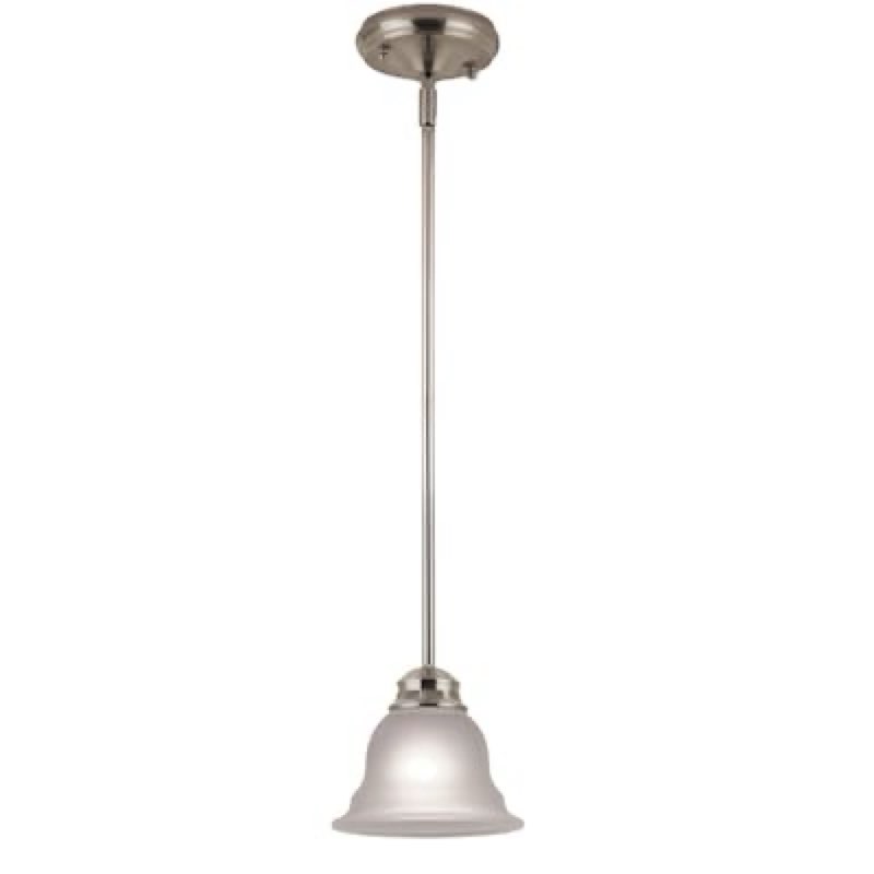 project source fallsbrook 1 -light brushed nickel traditional etched glass bell mini hanging pendant light item #27782 | model #roc91216-18