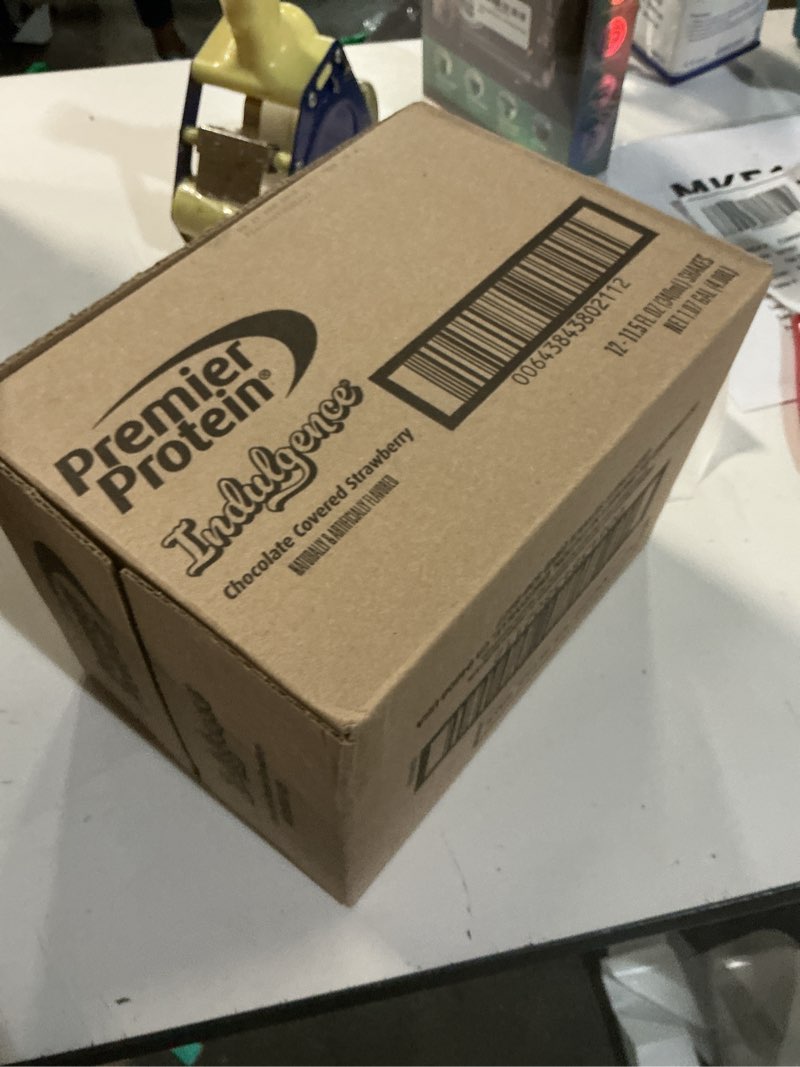 Condition photo showing New/Like New for BB-21/Mar/2026) Premier Protein Shake INDULGENCE, Chocolate Covered Strawberry, 30g Protein, 170 Calories, 3g Sugar, 11.5 fl oz, 12 Pack (Packaging May Vary) Chocolate Covered Strawberry 11.5 Fl Oz (Pack of 12)