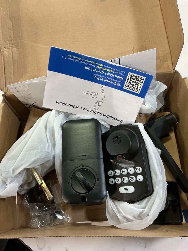 Condition photo showing Good Condition for Veise Fingerprint Door Lock Set, Keyless Entry Door Lock, Front Handle Set, Electronic Keypad Deadbolt with Lever Handle, 2 Keys, Auto-Locking, One-time Codes, Easy to Install, Matte Black