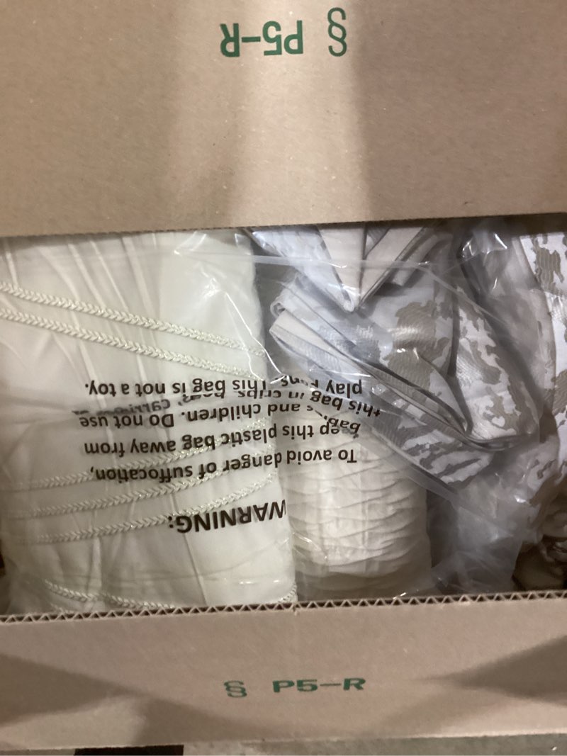 Condition photo showing Good Condition for Tahari Home - Comforter Set, Jacquard 5-Piece Bedding with Matching Shams & Decorative Pillows, Ideal for All Seasons (Halston Taupe, King) King Halston Taupe