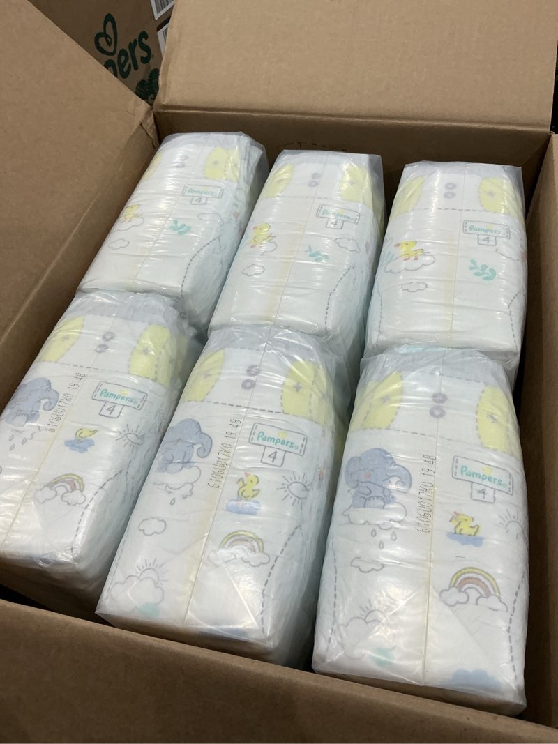 Condition photo showing Good Condition for pampers swaddlers diapers, size 4 (15-34 lbs), 150 count, absorbent, keeps baby dry and comfortable, skin safe disposable baby diaper (packaging may vary) size 4 150