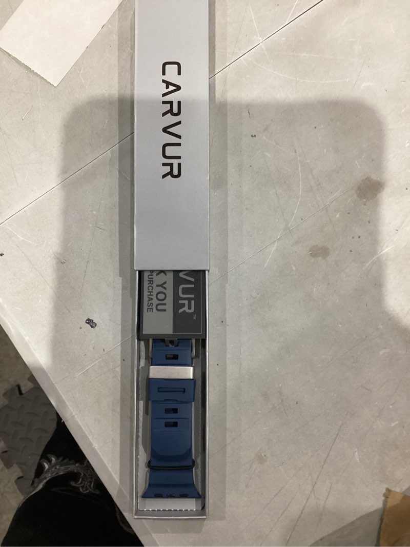 Condition photo showing New/Like New for fkm watch band f10 - premium rubber strap for apple watch - trail & sport band - lightweight, rugged, sweat & water resistant wristband cobalt - silver hardware