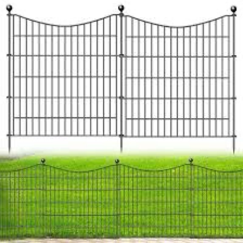 10 Panels Garden Fence Dog Fence Outdoor for Yard,32in H x 23.6ft L Rustproof Metal Fencing with Gro