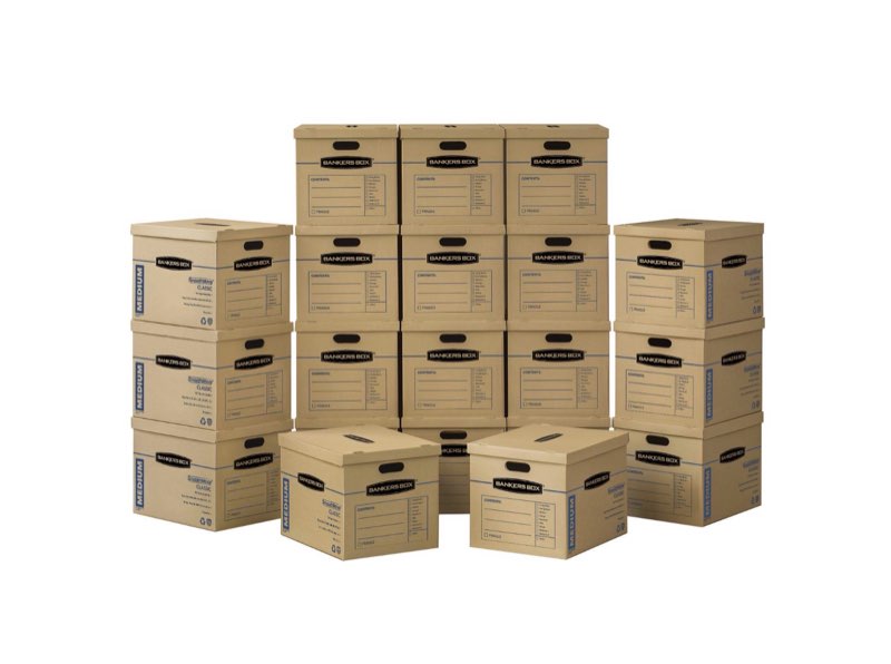 bankers box smoothmove classic moving boxes medium 20pk (no tape required)