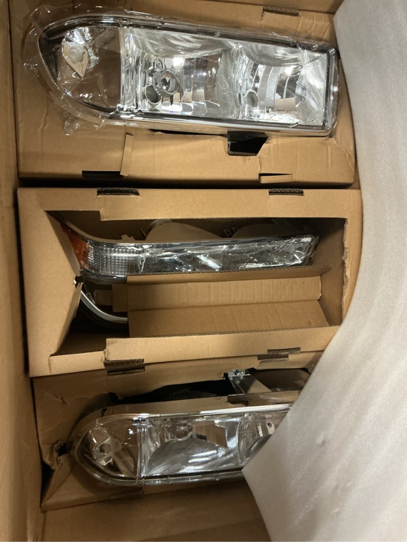 Condition photo showing As Is for m-auto 4 piece headlights + bumper corner lamp chrome housing for 1998-2004 chevy s10 pickup  1998-2004 chevy blazer