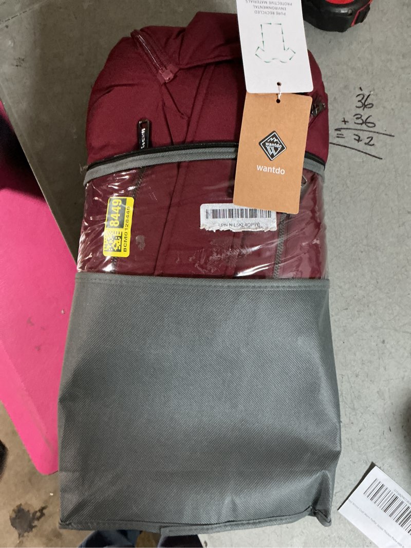 Condition photo showing New/Like New for wantdo women's winter coat warm winter jacket hooded puffer parka jacket wine red m