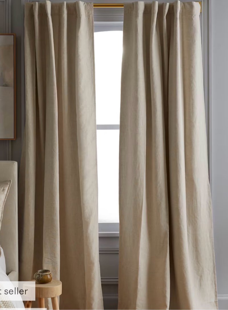 quince european linen curtian 48”x84” sand