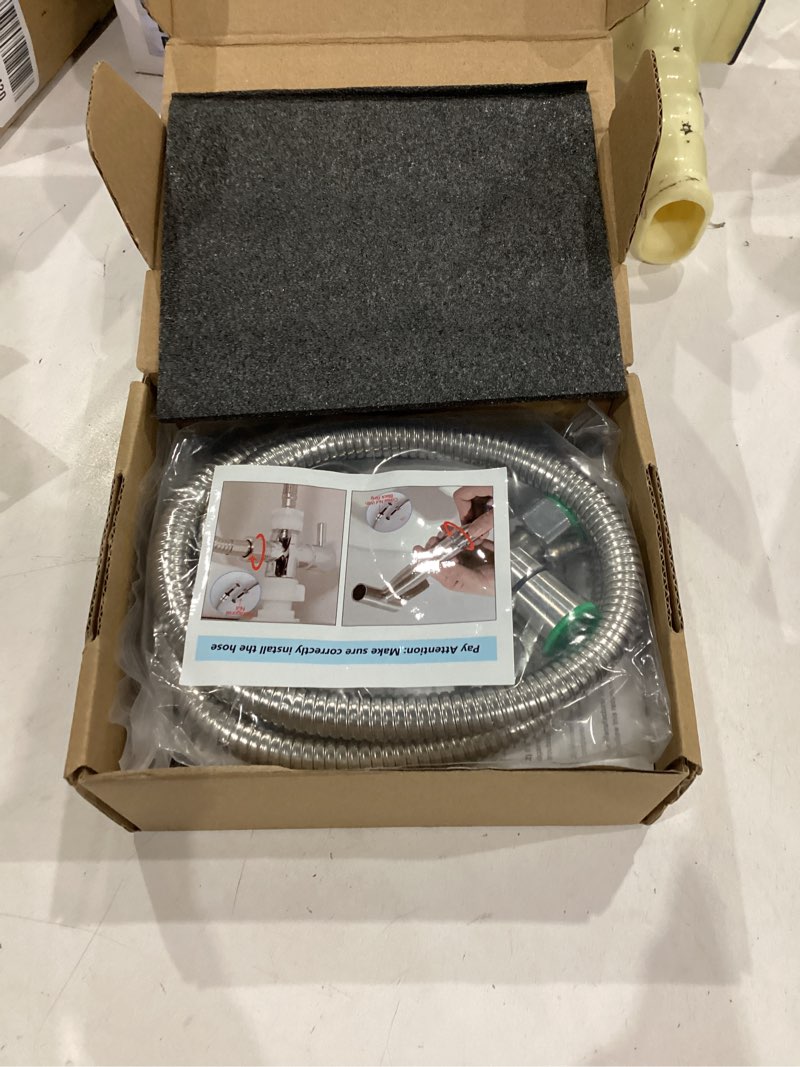 Condition photo showing New/Like New for britulif handheld bidet sprayer for toilet, jet sprayer for toilet muslim shower, adjustable cloth diaper sprayer bidets attachment for toilet, toilet bidet sprayer with bidet hose for feminine wash 1 set brushed nickel