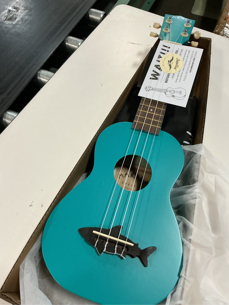 Condition photo showing New/Like New for kala mk-ss/blu - blue soprano shark ukulele, with tote bag