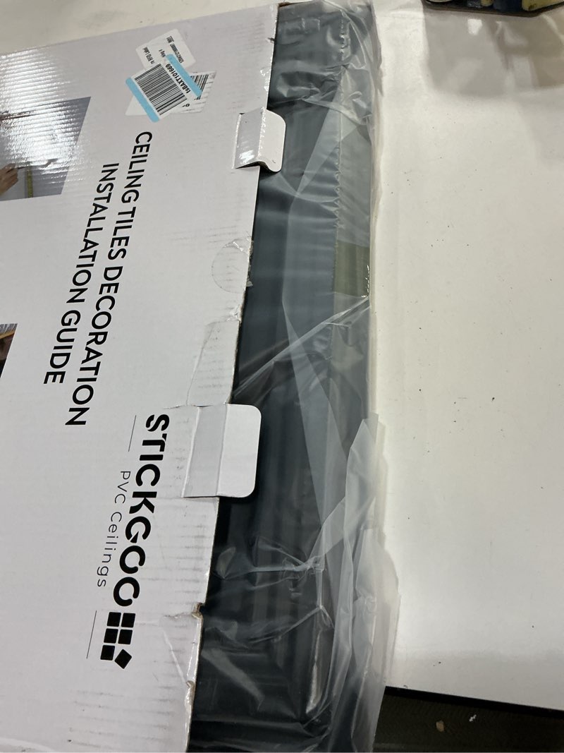 Condition photo showing Good Condition for stickgoo black drop ceiling tile 2ft x 2ft, ceiling panel high-grade pvc coverings 24 x 24in - 12 pack cover 48 sq. ft 24"x24" black