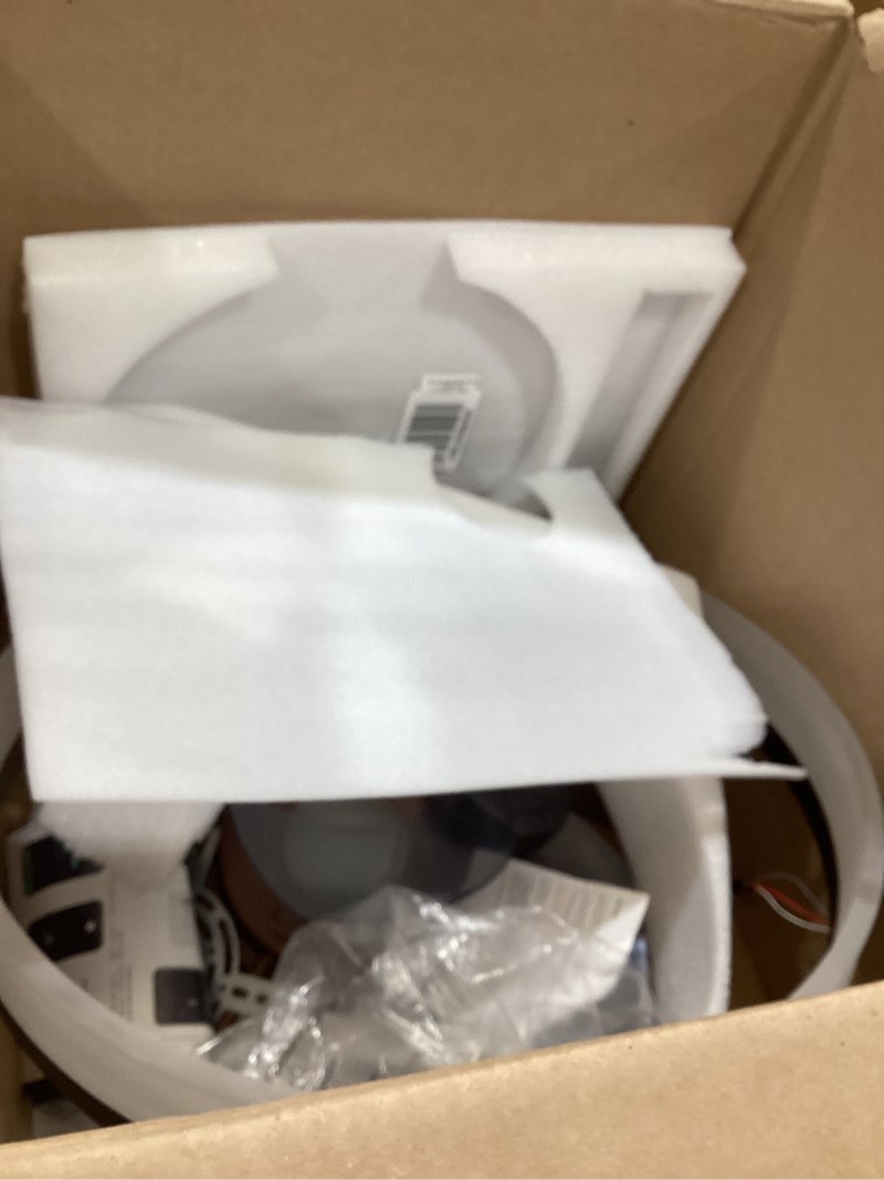 Condition photo showing As Is for Low Profile Bladeless Ceiling Fan with Lights & Remote - 19.7" Flush Mount Fandelier Light Fan for Bedroom/Kitchen, 3000-6000K Dimmable LED, 6-Speed Modern Fan with Lights for Home/Office Black-Style 2