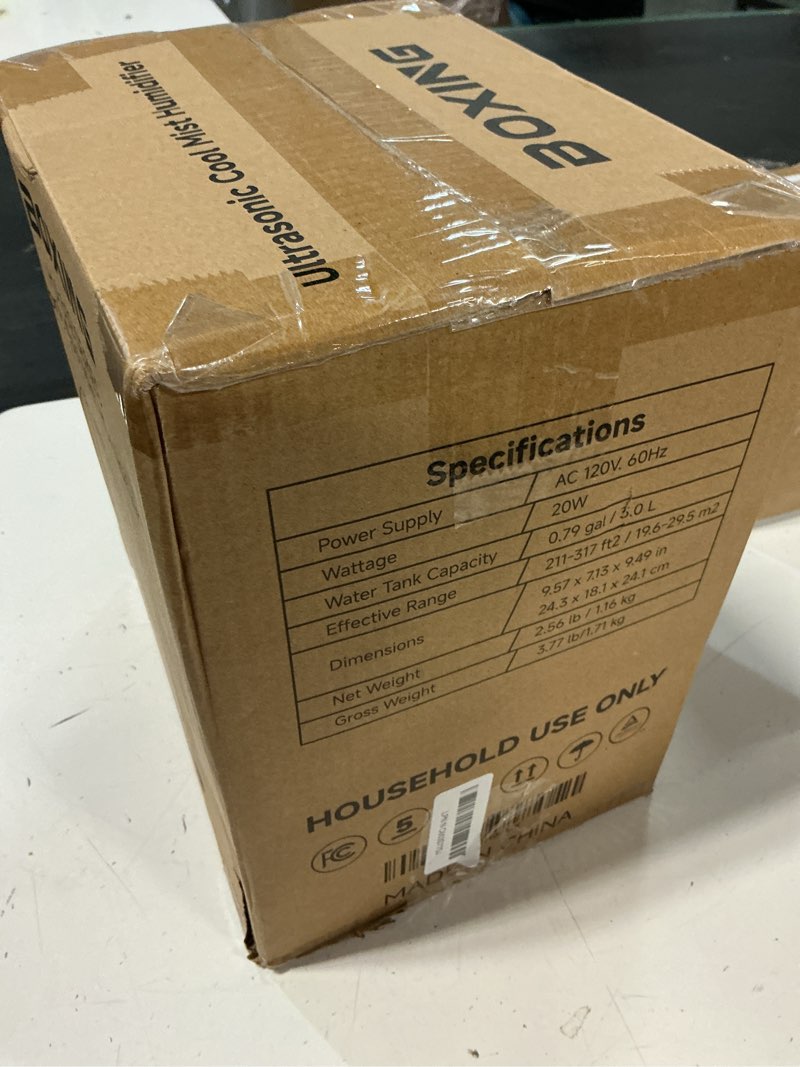 Condition photo showing Good Condition for boxing 3l cool mist humidifier, ultra quiet 20db for bedroom, baby & office, top fill air humidifier for home office & indoor plants, 30h runtime, essential oil tray, night light, bpa-free, white blue light