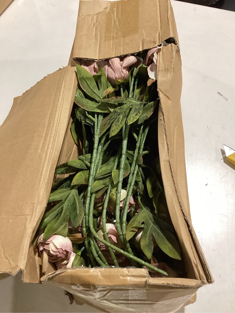 Condition photo showing Good Condition for thiccywoov 12 pcs faux peony stems flowers bulk vintage artificial silk peonies stems real look fake peonies branch for vase filler diy bouquet centerpiece home indoor outdoor decor (brownish) brownish 12