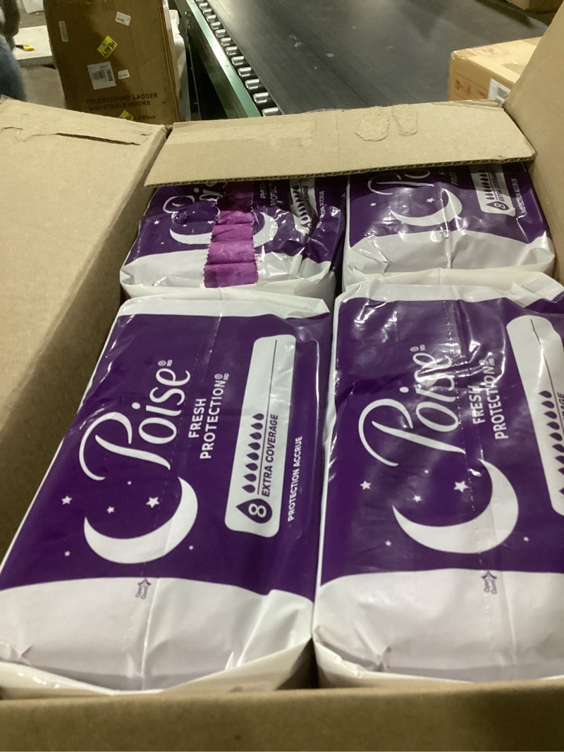 Condition photo showing Good Condition for Poise Overnight Incontinence & Postpartum Pads for Bladder Leaks, 8 Drop Extra Coverage, 96 Count, Packaging May Vary Long 96