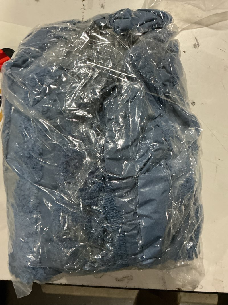 Condition photo showing Good Condition for Inhousolu Extra Long Woven Fabric Shower Curtain, 256GSM, Boho Tufted Textured Striped Tassel, Wrinkle Free, Farmhouse Minimalist, Water-Repellent Bath Curtain for Bathroom 72" W*84" L Moonlight Blue Moonlight Blue 72"W x 84"L (Pack of 1)