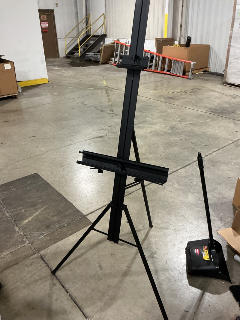 Condition photo showing Good Condition for u.s. art supply del mar 69" high aluminum single mast artists studio easel and floor display stand - professional heavy duty adjustable extra large canvas height up to 47" - palette holder, brush rest