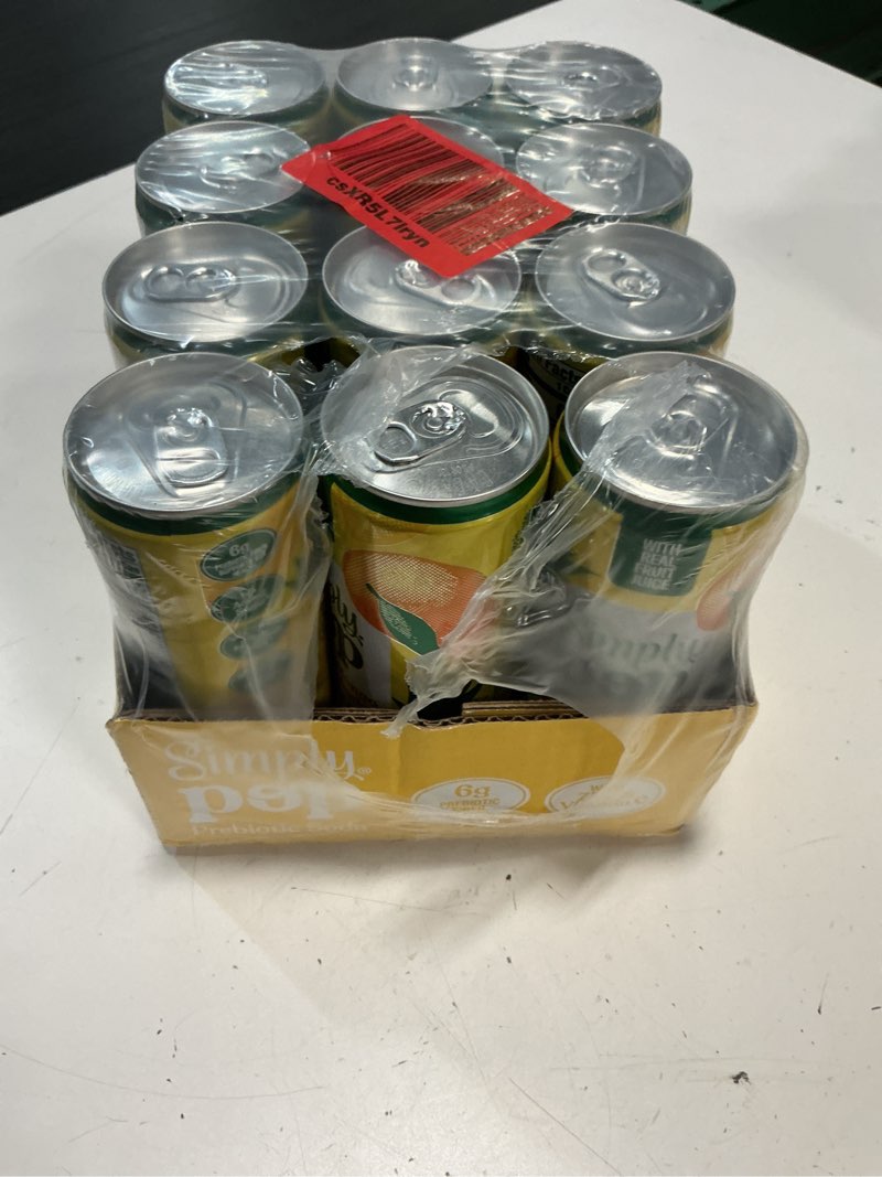 Condition photo showing Good Condition for bbd : 06/2026 simply pop prebiotic soda pineapple mango cans, 12 fl oz, 12 pack