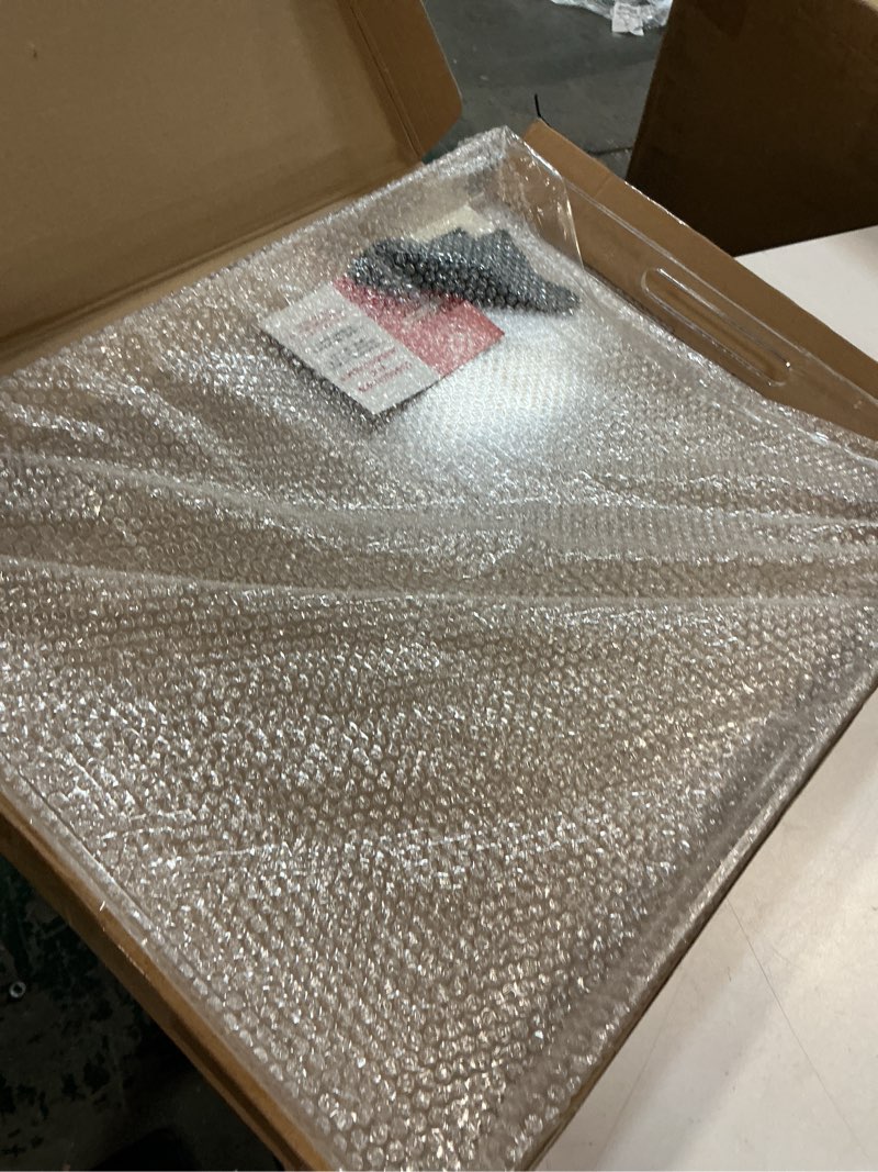 Condition photo showing Good Condition for acrylic tray 20x16 with cut handles - spill proof decorative tray is an ideal countertop organizer for living rooms, ottoman coffee tables, offices, kitchens & serving guests transparent 20" x 16" x 2"