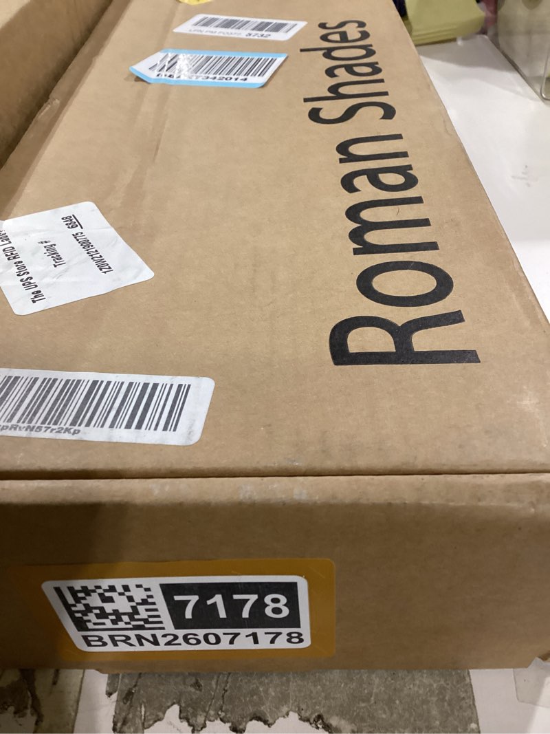 Condition photo showing New/Like New for blackout roman shades cordless for windows, pull down window shades blinds with heavy 430gsm chenille & white backing & thermal insulated & hidden cords, 27x48 inches (charcoal gray) turbulent ash 27"w x 48"h