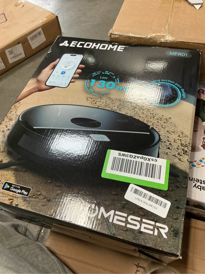 Condition photo showing New/Like New for ecohome robot vacuum and mop combo,3500pa powerful suction, with wi-fi/app/remote,2 in 1 mopping robot vacuum cleaner,dustbin and watertank, for pet hair,hard floors and low pile carpet,black