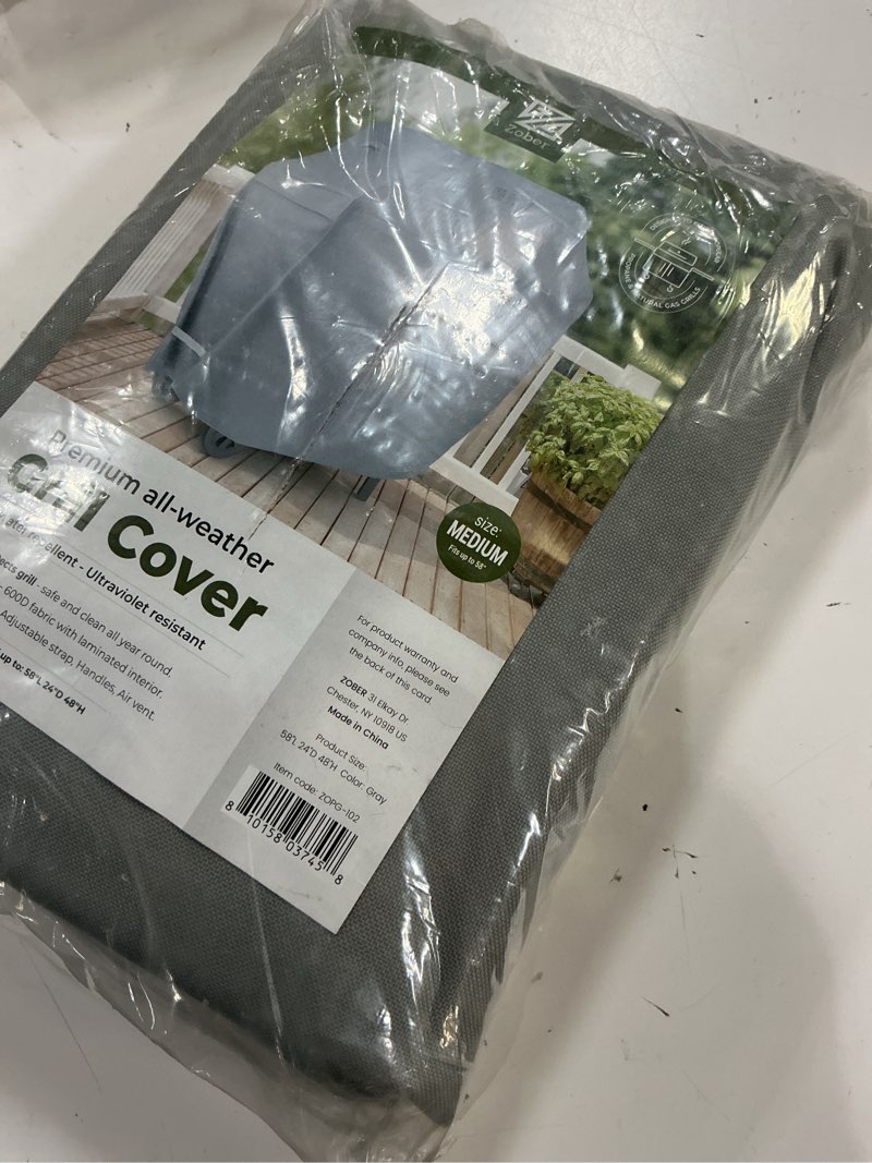 Condition photo showing New/Like New for zober heavy duty bbq grill cover - 58 inch waterproof double layered fits weber gas grill cover charbroil grill & smoker - gas grill covers w/air vents, dual handles - 600d oxford fabric, gray gray 58 inch