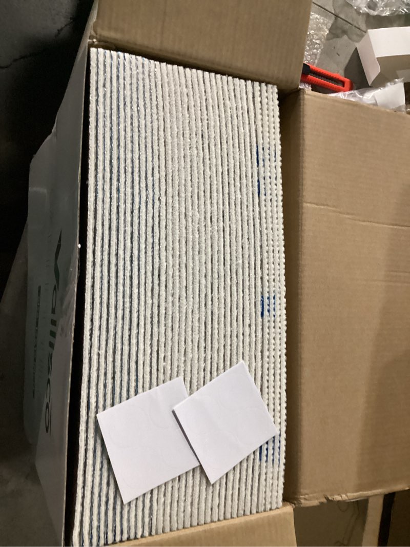Condition photo showing Good Condition for VallisCo Carpet Tile 30 Pack 12” X 12” Self Adhesive Carpet Floor Tiles Anti-Slip Squares Peel and Stick Floor Tile DIY Installation for Bedroom (Beige-White)