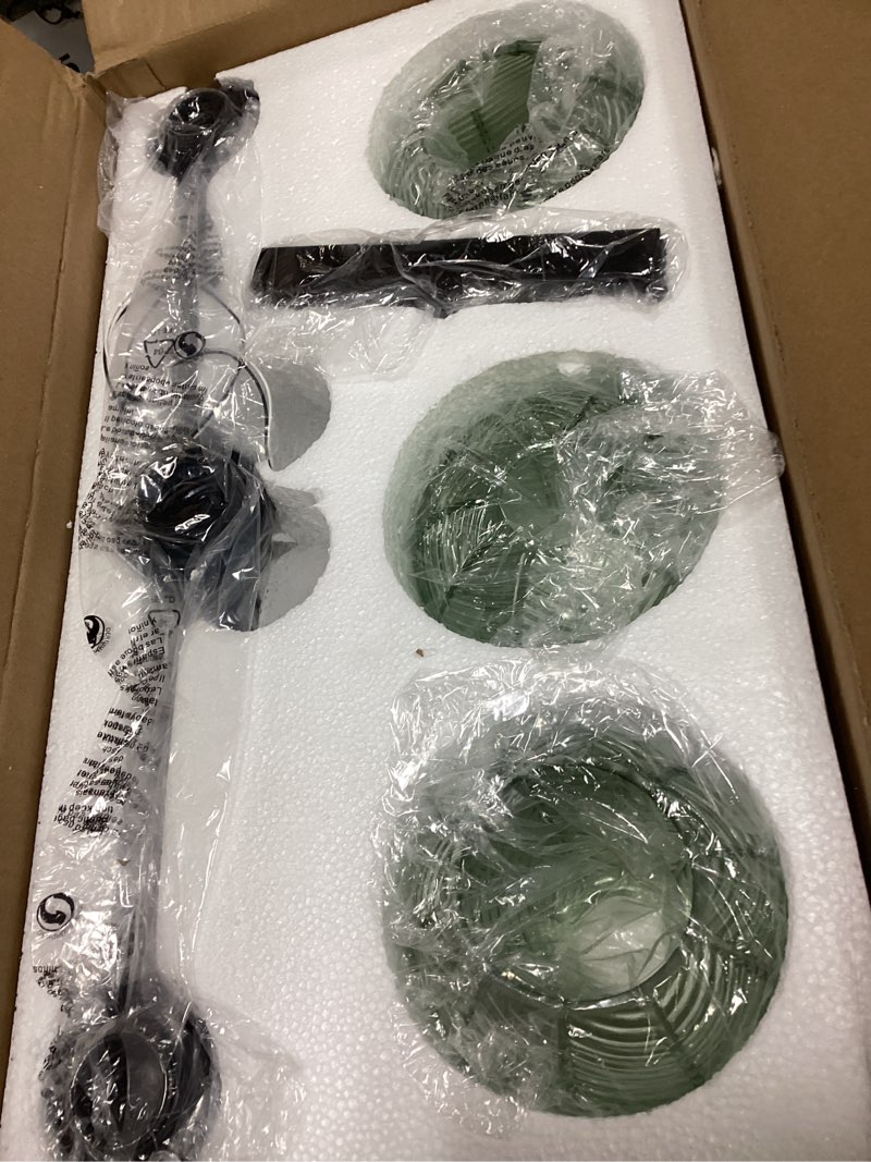 Condition photo showing New/Like New for Black Bathroom Vanity Light Mid Century Bathroom Lights Shower Lamp 3-Light Wall Sconce Fixture Over Mirror Green Glass Wall Lighting for Bedroom Living Room