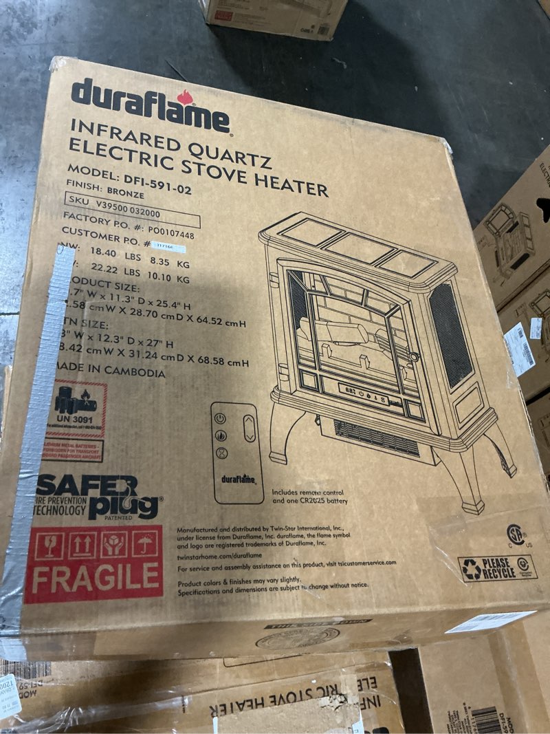 Condition photo showing Good Condition for duraflame  infrared quartz electric stove heater  model: dfi-591-02  finish: bronze