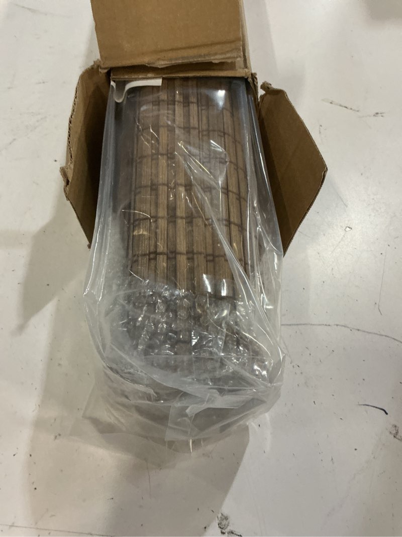Condition photo showing Good Condition for lazblinds cordless bamboo roman shades, privacy blinds for interior windows, room darkening roll up bamboo blinds for home & patio, 26.5" w x 48" h, highfield teak pricacy - highfield teak 26.5" w x 48" h
