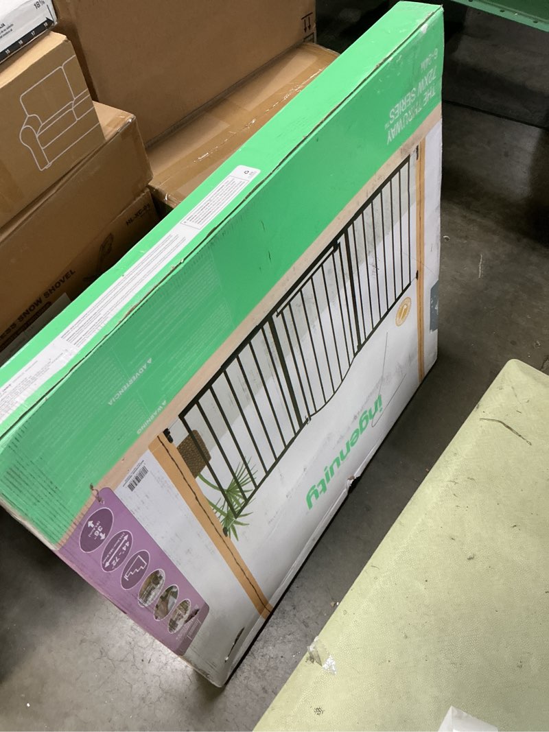 Condition photo showing New/Like New for Summer Infant Metal Expansion Extra Wide Safety Pet and Baby Gate, 44"-71" Wide, 36” Tall, Hardware Mounted for Dog and Child Safety, Fits Large Opening or Doorway, Auto Close Walk Thru Door - Bronze