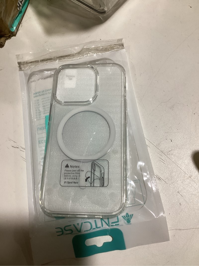 Condition photo showing Good Condition for FNTCASE for iPhone 14 Pro Case: Clear Magnetic Phone Cases with Screen Protector Compatible with Magsafe Slim Anti Yellowing Rugged Shockproof Protective Transparent Cell Phone Cover (A-Clear) for iPhone 14 Pro 6.1 inch A-Clear