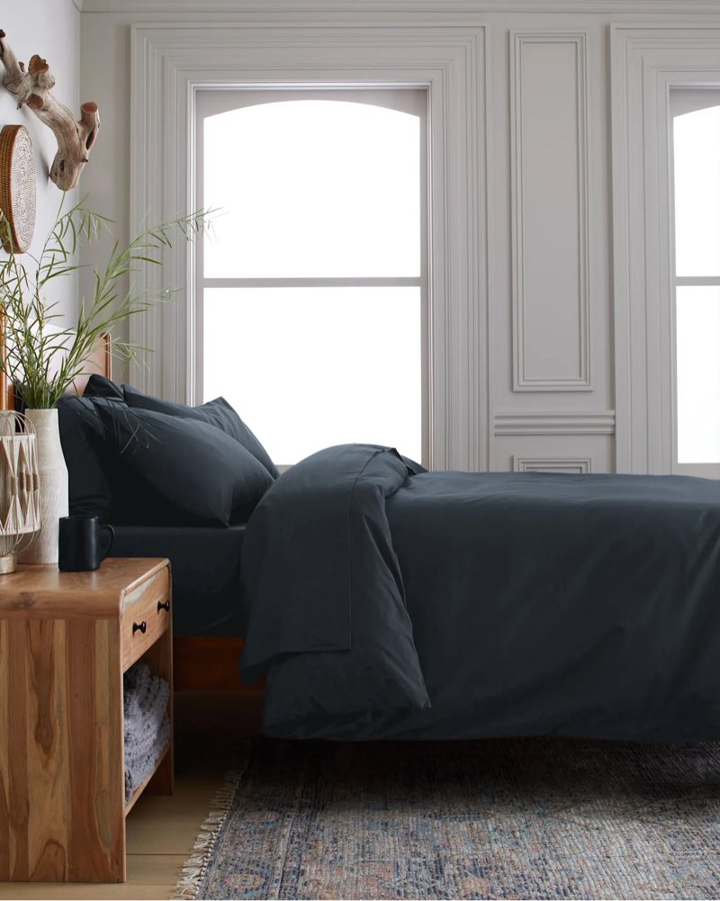 organic brushed cotton duvet cover color  nightfall size full/queen 