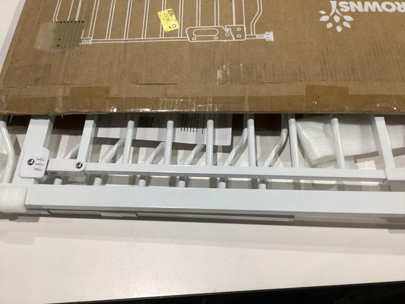 Condition photo showing New/Like New for Mom's Choice-GROWNSY Baby Gate for Stairs, 29.5"-48.4" Pressure Mounted Baby Gate for Top of Stair&Doorway with V-Shaped Rods, Anti-Trip Pedal, Extra Wide Stairs Dog Gate Easy Install w/Red Reminder White 29"-48"*30"