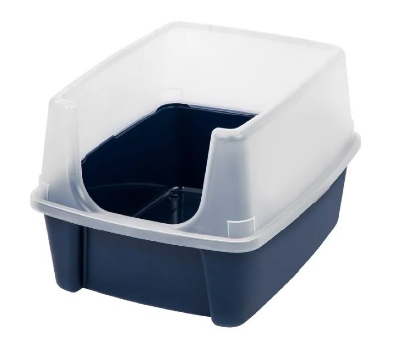 iris open top cat litter box with shield, navy