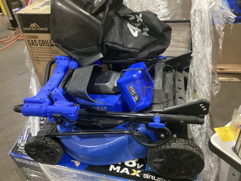 Condition photo showing As Is for kobalt gen4 40-volt, (1) 6 ah 20-in push lawn mower battery walk mower, 