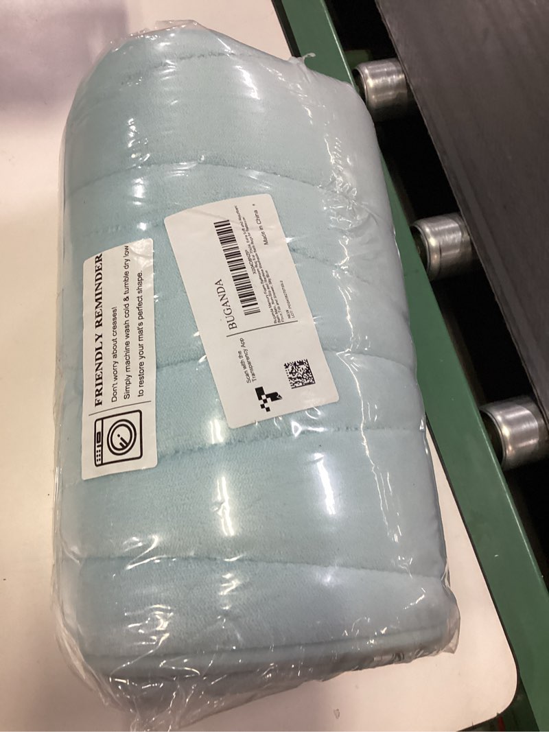 Condition photo showing Good Condition for buganda memory foam bathroom rug mat 24x16, extra soft and absorbent bath mats, non-slip and machine washable bath rugs for bathroom floor,tub and shower, sky blue sky blue rectangular 24" x 16"