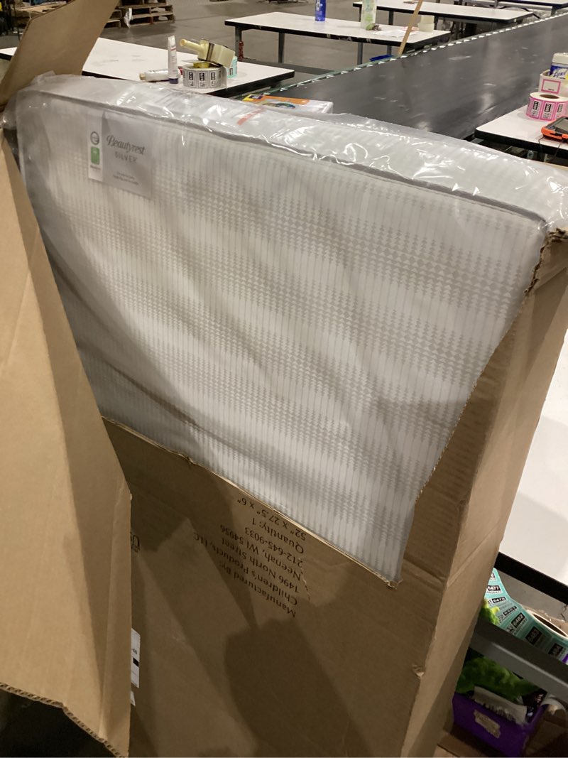 Condition photo showing Good Condition for beautyrest silver slumber nights dual sided 2-stage crib mattress and toddler mattress - greenguard gold – waterproof - plant based soy foam core, grey