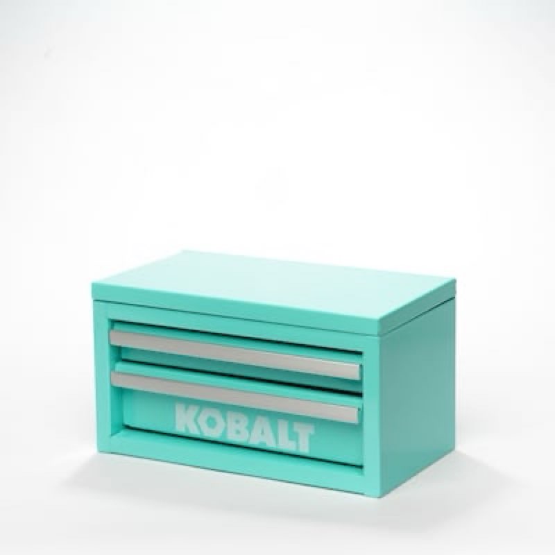 kobalt portable tool boxes 10.83-in w x 5.91-in h x 5.91-in d 2 -drawer teal steel tool box