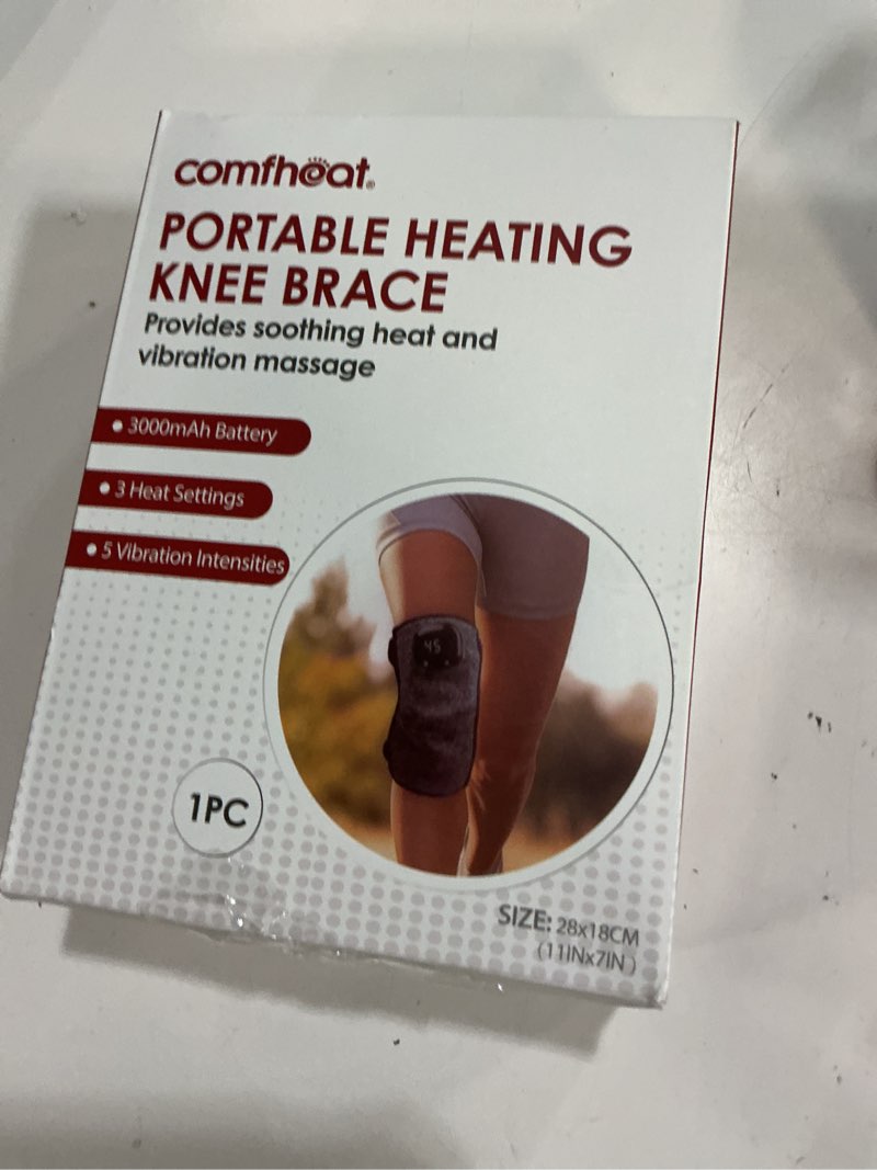 Condition photo showing New/Like New for cordless knee massager with heat vibration for pain relief, electric heated knee brace warmer with 3 heat levels and 5 massage mode, gifts for men women