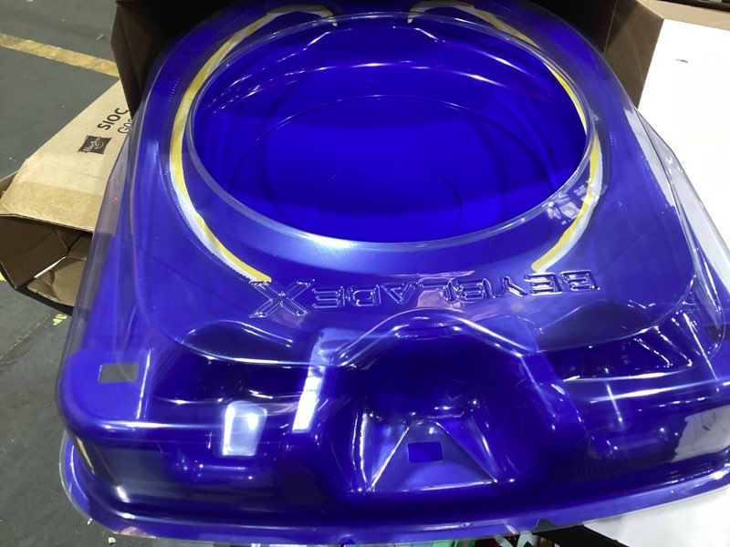 Condition photo showing Good Condition for beyblade x drop attack battle set with beystadium arena, 2 takara tomy tops & launchers, impact drake 9-60lr & hover wyvern 3-85n, battling game toys, ages 8+