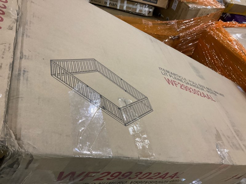 Condition photo showing As Is for Bellemave Montessori Floor Bed Frame with High Fence and Door, Full Floor Bed for Kids, Girls & Boys, Easy Assemble Montessori Beds Full Size, Walnut