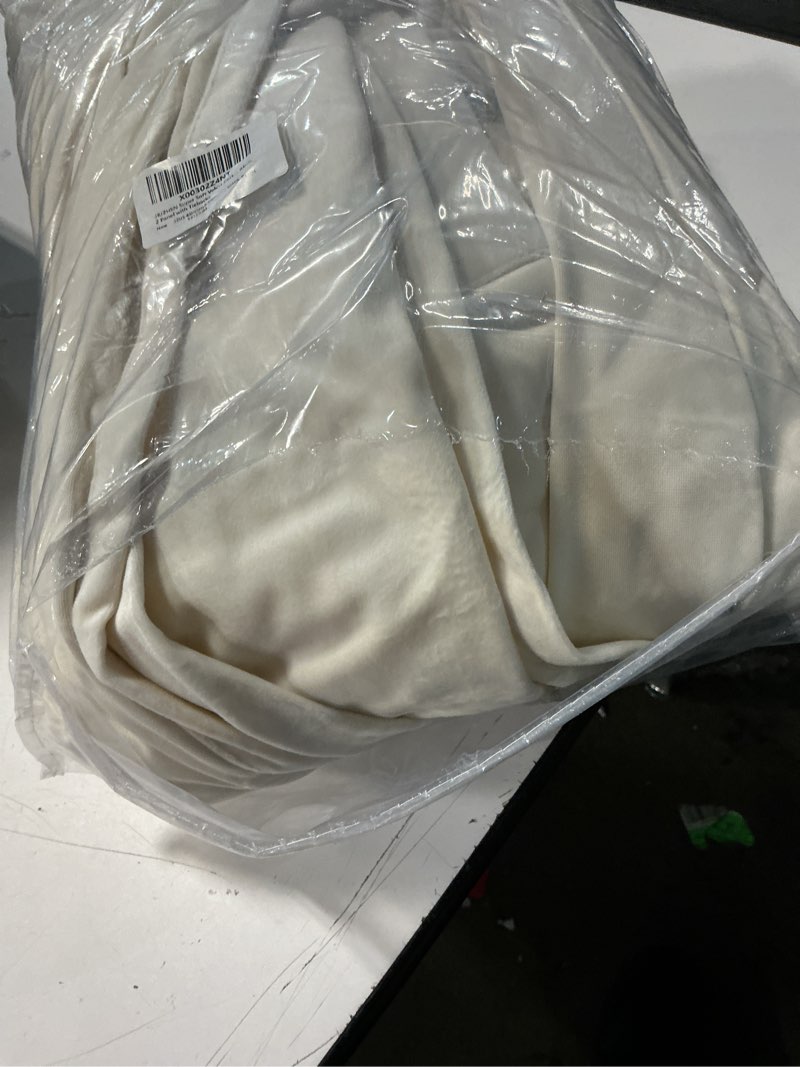 Condition photo showing As Is for jiuzhen cream velvet curtains 120 inches blackout curtains for living room - thermal insualted room darkening grommet thick velvet window drapes for bedroom, set of 2 with tiebacks, 52w x 120l