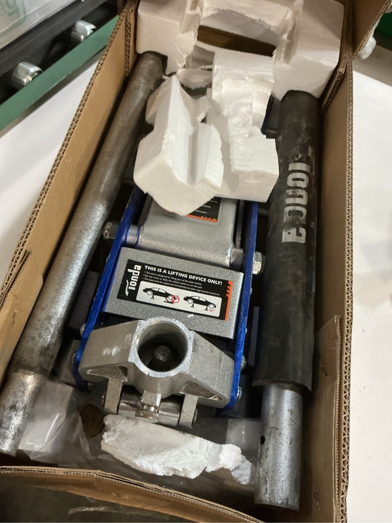 Condition photo showing As Is for TONDA Floor Jack, Low Profile 2 Ton Hydraulic Aluminum and Steel Car Jack with Dual Pump System, Rapid Lift, Blue 2T Blue