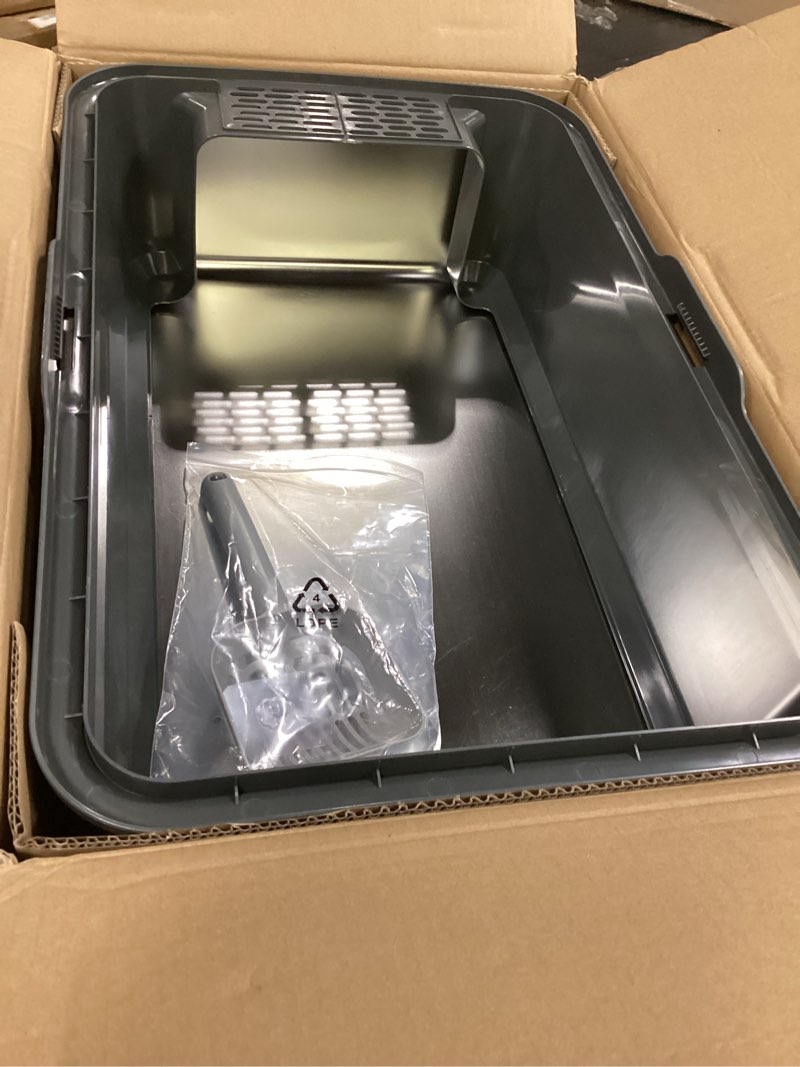 Condition photo showing Good Condition for woofigo enclosed stainless steel cat litter box with lid, xl extra large litter box for big cats, metal litter pan high sided, never absorbs odors, anti-urine leakage, easy cleaning, include scoop 5 - dark gray (pack of 1)