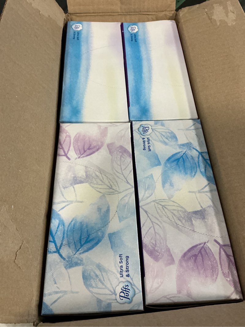 Condition photo showing New/Like New for puffs facial tissue ultra soft non-lotion, 8 rectangle boxes, 124 facial tissues per box, allerg