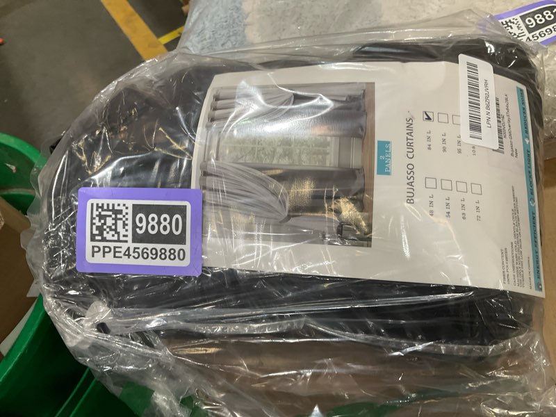 Condition photo showing New/Like New for Bujasso Black Full Blackout Curtains with Sheer Overlay Mix and Match Double Layer Thermal Insulated Window Panels 84 inch for Living Room Bedroom Black Drapes with Tiebacks Grommet Top 37" Wx84 Lx2