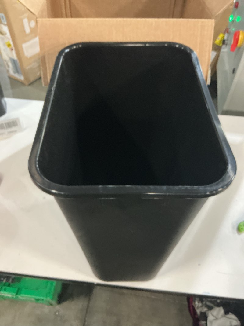 Condition photo showing New/Like New for Amazon Basics Rectangular Commercial Office Wastebasket, Easy to Clean, Space-Saving, 10 Gallon, Black Black 10 Gallon (Pack of 1)
