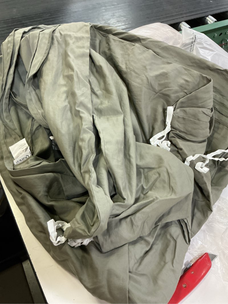 Condition photo showing As Is for signature giza cotton sateen duvet cover, king/cal king, dried sage