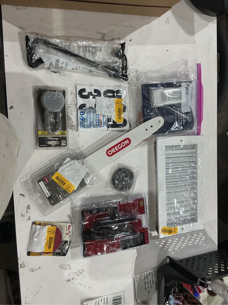 Condition photo showing As Is for assorted home improvement lot (small tools, screw, home accessories, etc.)