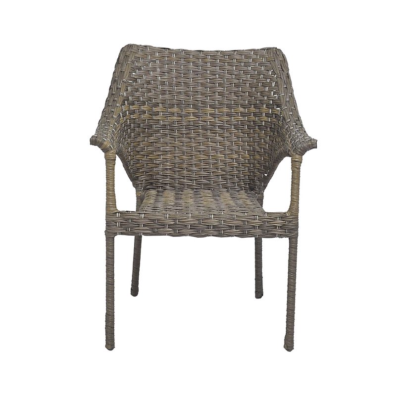 Sed 2))))Style Selections Lola Wicker Stackable Black Steel Frame Stationary Conversation Chair with